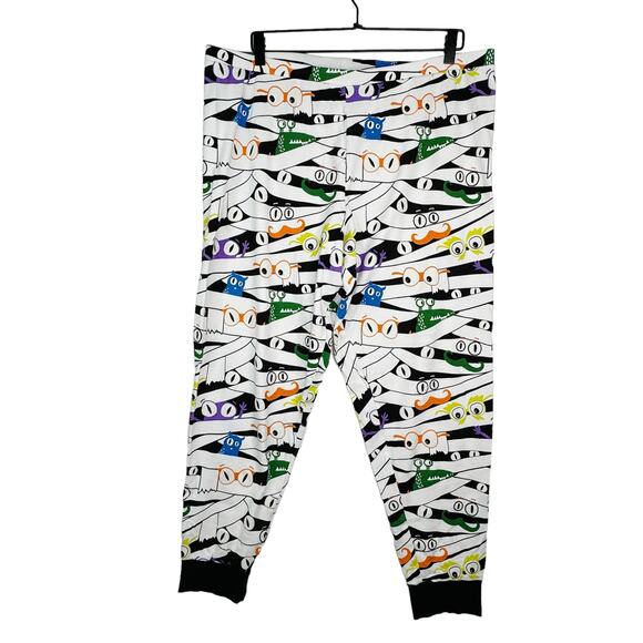 Hyde and Eek Halloween Mummy Pajama Bottoms Joggers White Black Men's XL - Picture 1 of 6